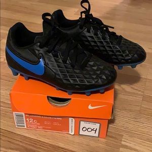 Toddler Nike blue black cleats like new boys 12
